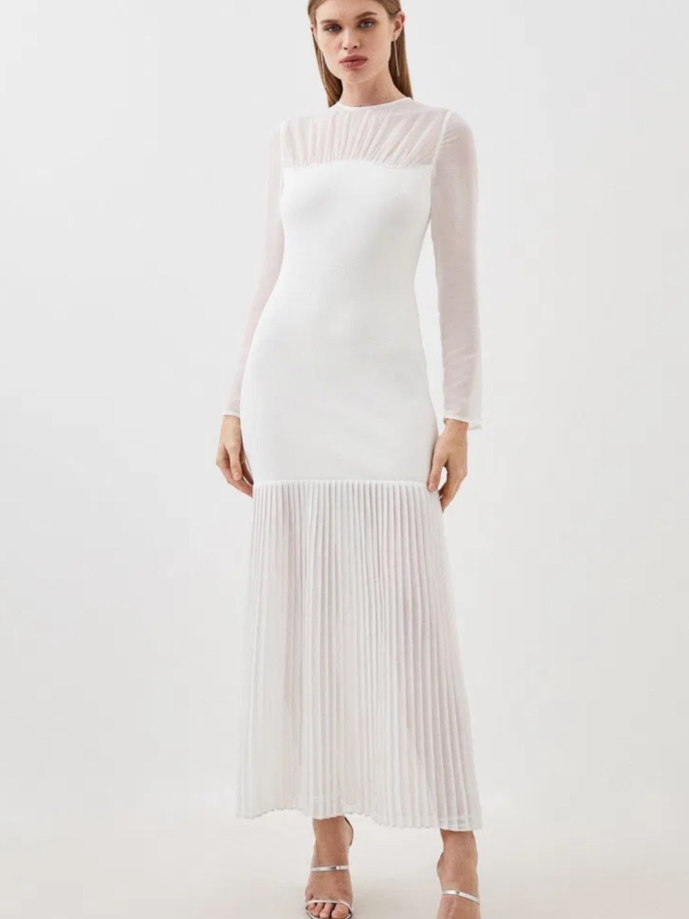 Petite Figure Form Woven Bandage Mix Dress